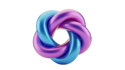 Abstract Intertwined Loop Structure With Blue And Pink Gradient Colors On Transparent Background 3d Render