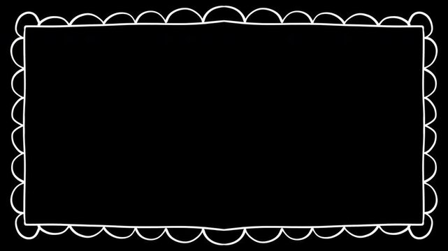 Animated a transparent white scallop border frames a white rectangle in subtle moving style.
