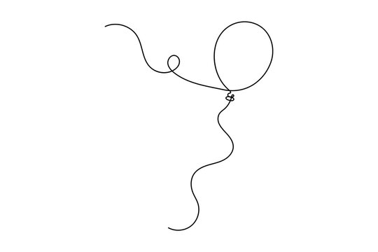Balloon continuous one line drawing minimalist outline vector illustration