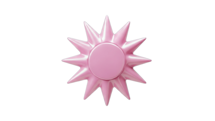 Pink Sun Icon Isolated on White Background