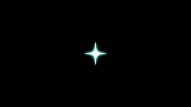 Twinkling stars animation with fast glitter line motion, white cartoon blinking stars, flat vector doodle sparkles, glowing light trails, ideal for black screen overlays and festive magical videos.