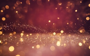 Golden Glitter Bokeh Background With Warm Festive Light Effects