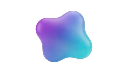 Abstract Organic Blob Shape With Translucent Purple Blue Teal Gradient Lighting Isolated on Black Background
