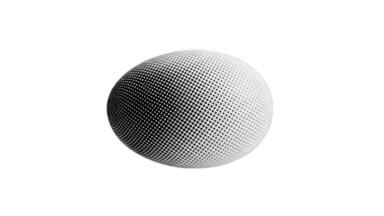 Abstract Sphere Composed of Numerous Small White Dots on a Stark Black Background with Transparent Elements