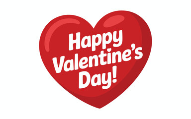 A vibrant red heart graphic with cheerful white lettering announces Happy Valentines Day on a soft beige background
