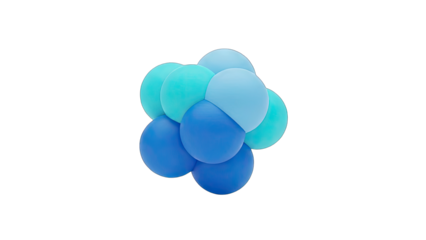 Abstract Cluster of Spheres in Shades of Blue and Cyan with Transparent Background Ideal for Digital Art and Design Projects