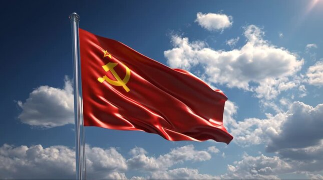 Soviet Union Ussr Flag Waving Wind