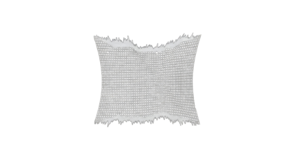 Abstract Fragment with Jagged Edges and Dotted Texture on Transparent Background with White and Grey Tones Isolated in Black.