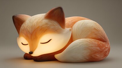 Naklejka premium Cute Sleeping Fox Lamp for Childrens Room Decor.