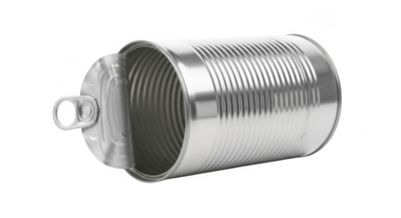 Open tin can with a pull tab on a transparent background