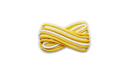 Abstract golden yellow and white intertwined rope symbol on transparent background high resolution detailed texture and lighting