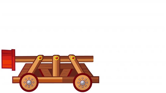 Medieval battering ram. Battering ram animation, alpha channel. Cartoon