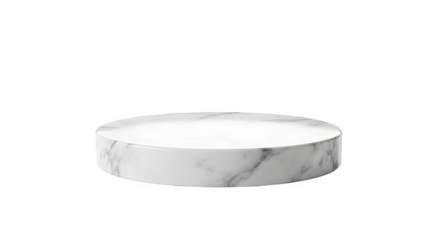 Elegant white marble cylinder pedestal isolated on transparent background for product display or digital composition