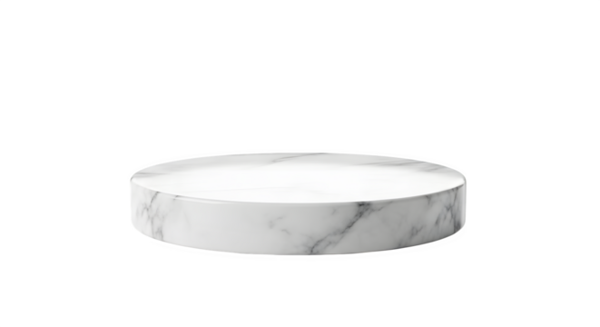 Elegant white marble cylinder pedestal isolated on transparent background for product display or digital composition - Powered by Adobe
