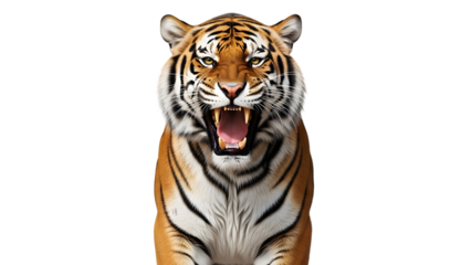 Close up of a roaring tiger with open mouth