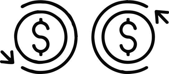 money exchange arrows around dollar sign finance transaction icon