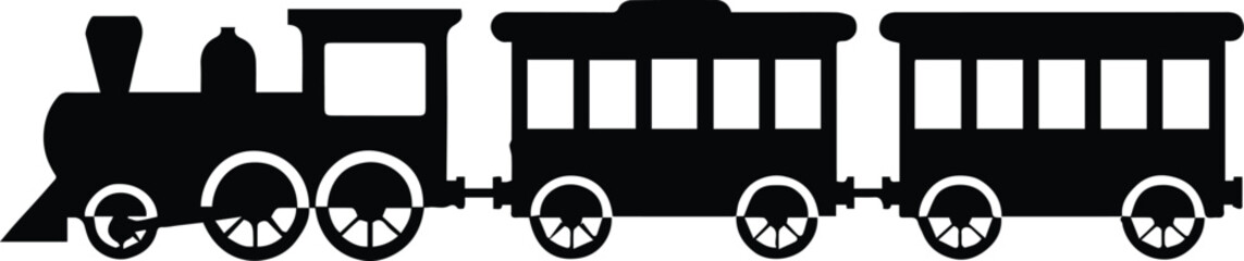 train silhouette vector locomotive with two passenger cars icon © AIcon Star