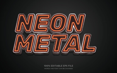 Neon Metal Glow 3D editable text style effect