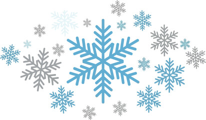 Snowflake Cluster: A captivating cluster of delicate snowflakes in varying sizes and hues dance, evoking the magic and wonder of winter.