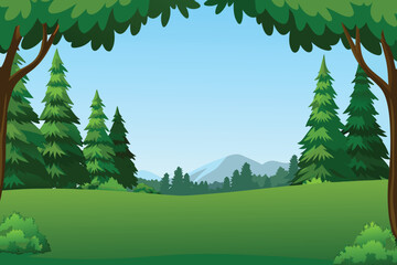 a lush green forest landscape with tall trees and distant mountains view high quality © MAYENUDDIN