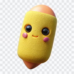 3D Plush School Pencil Icon | Yellow Plush Pencil, Cute Writing Tool Symbol