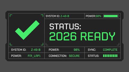 Futuristic system status ready checkmark screen vector interface