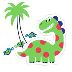 dinosaur & tortoise  print vector 