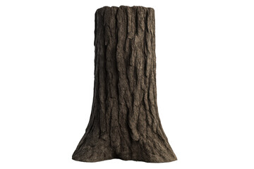 Tree trunk isolated on transparent background showing rustic bark texture and natural wood grain