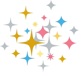 Sparkling Celestial Burst: A vibrant arrangement of colorful stars twinkle and dance. A captivating display of luminosity and celestial charm.