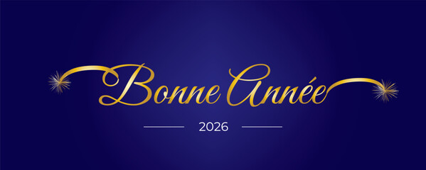 Happy new year 2026 in french handwriten text syle best for social media post and banner vector  © shahnila