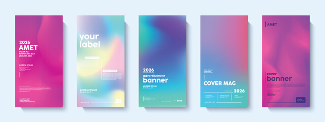 Set of modern vibrant colorful gradient posters template Abstract designs with sample text elements. Collection of abstract modern background.