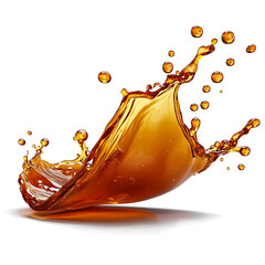 Front view of an organic wave-shaped teriyaki sauce splash isolated on a white transparent background