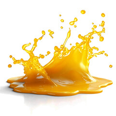 Front view of an organic wave-shaped honey mustard splash isolated on a white transparent background