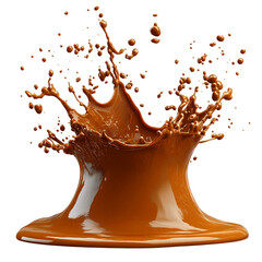 Front view of an organic wave-shaped hot chocolate splash isolated on a white transparent background