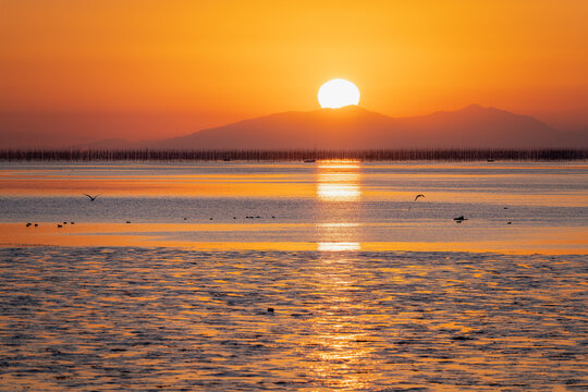 佐賀－【鹿島市から見た有明海の夕景】