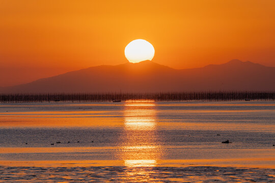 佐賀－【鹿島市から見た有明海の夕景】
