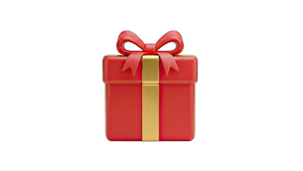 A Vibrant Red Gift Box Adorned With A Shiny Gold Ribbon And A Decorative Bow Isolated On A Transparent Background Perfect For Holiday Celebrations