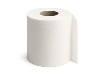White toilet paper roll for bathroom hygiene, showing clean and soft tissue for everyday personal care, with transparent background
