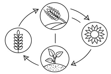 Geometric Thin Line Sustainable Farming Cycle Icon (2) Vector SVG Design