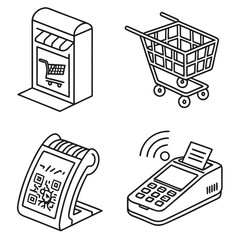 Thin Line Smart Retail Checkout Automation Icon Se (1) Vector SVG Design