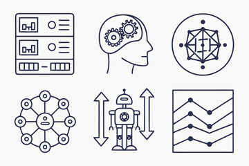 Ai   Machine Learning Icon Set  White Background   Vector SVG Design