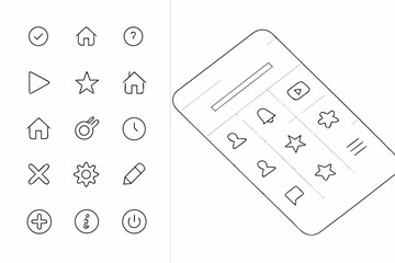 Mobile App Interface Icon Set  White Background  M (2) Vector SVG Design