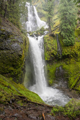 Falls Creek Falls, Double Waterfall with Mossy Surroundings, Washington