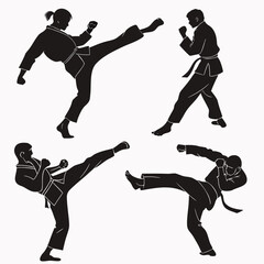  Set Of 4  Martial Arts Kick Pose  Punch Pose  Sta (2) Vector SVG Design