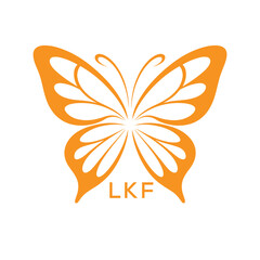 LKF Elegant Orange Butterfly Logo. LKF Design for Beauty, Spa. LKF Wellness and Fashion Branding.
