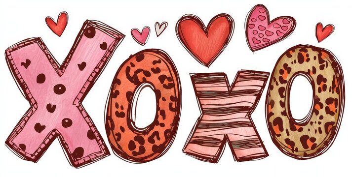 Una representaci&oacute;n art&iacute;stica de la palabra 'XOXO' con un estilo desenfadado y lleno de personalidad.