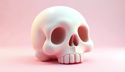 Obraz premium Stylized Minimalist White Skull on Soft Pink Background