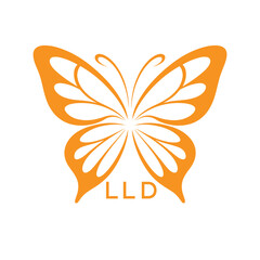 LLD Elegant Orange Butterfly Logo. LLD Design for Beauty, Spa. LLD Wellness and Fashion Branding.
