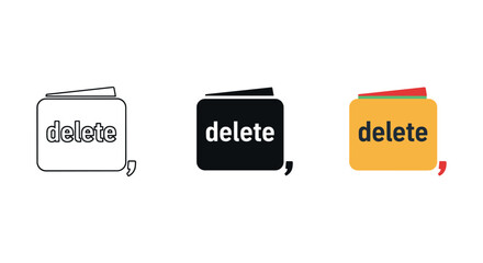 Delete button icons in different colors and styles