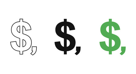 Obraz premium Dollar sign icons in different colors and styles